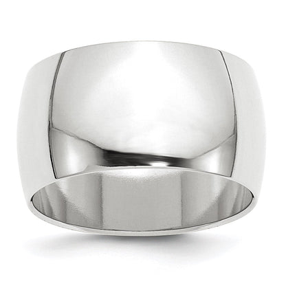 14k White Gold 12mm Half-Round Wedding Band Ring
