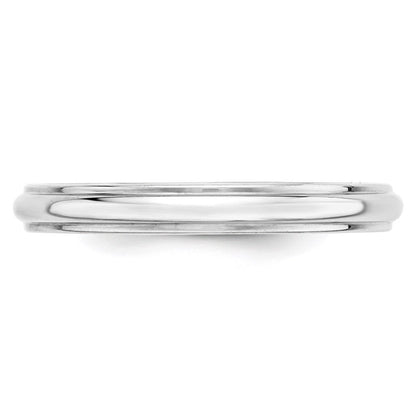 10k White Gold 3mm Half Round with Edge Wedding Band Ring