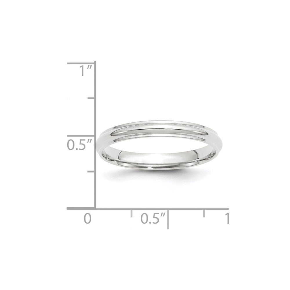 14k White Gold 3mm Half Round with Edge Wedding Band Ring