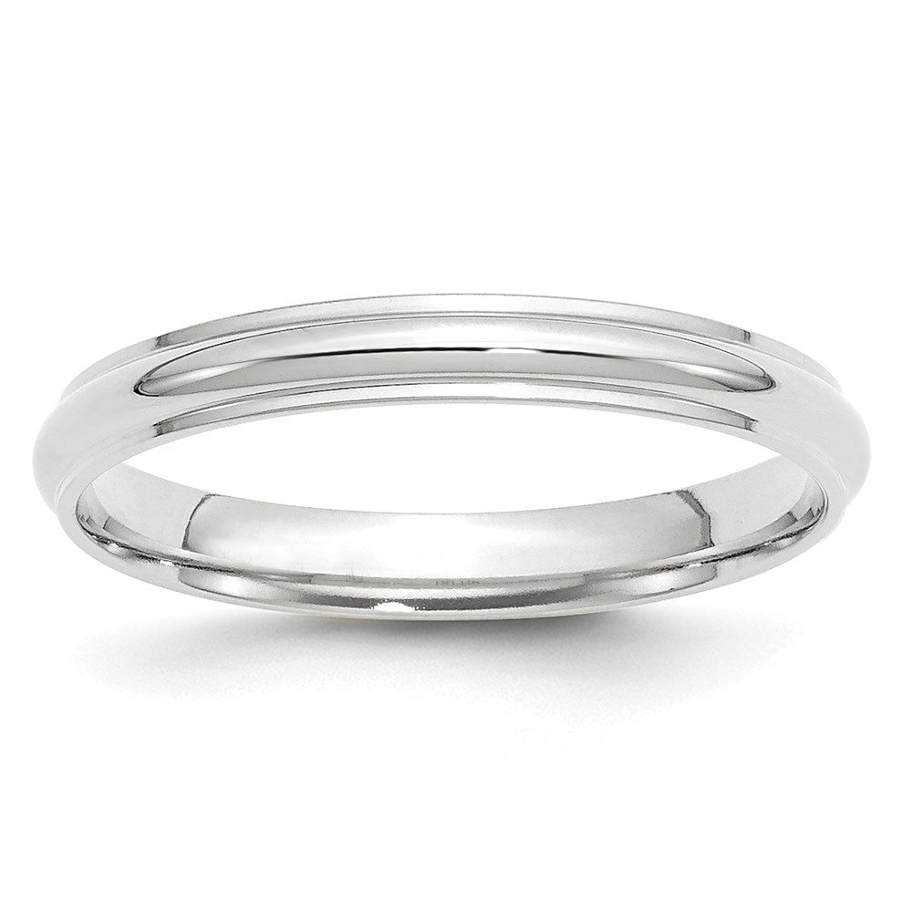 18k White Gold 3mm Half Round with Edge Wedding Band Ring
