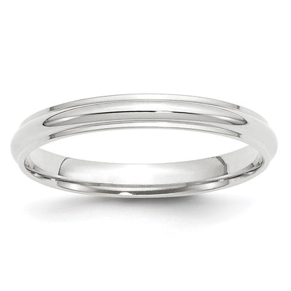 14k White Gold 3mm Half Round with Edge Wedding Band Ring
