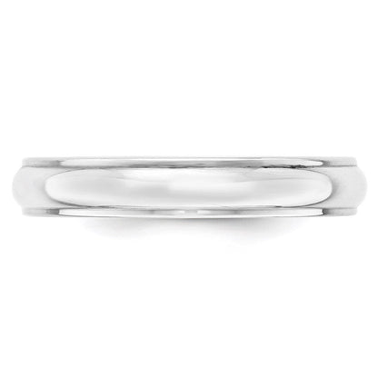 14k White Gold 4mm Half Round with Edge Wedding Band Ring