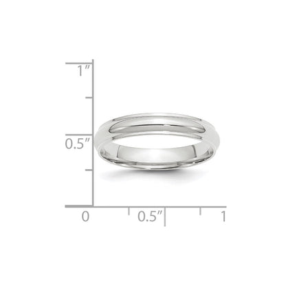 18k White Gold 4mm Half Round with Edge Wedding Band Ring