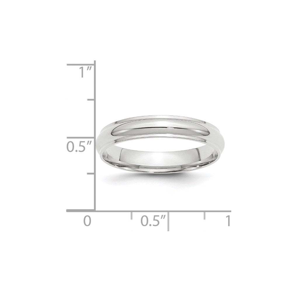 14k White Gold 4mm Half Round with Edge Wedding Band Ring