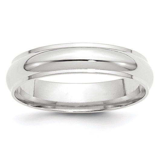 18k White Gold 5mm Half Round with Edge Wedding Band Ring