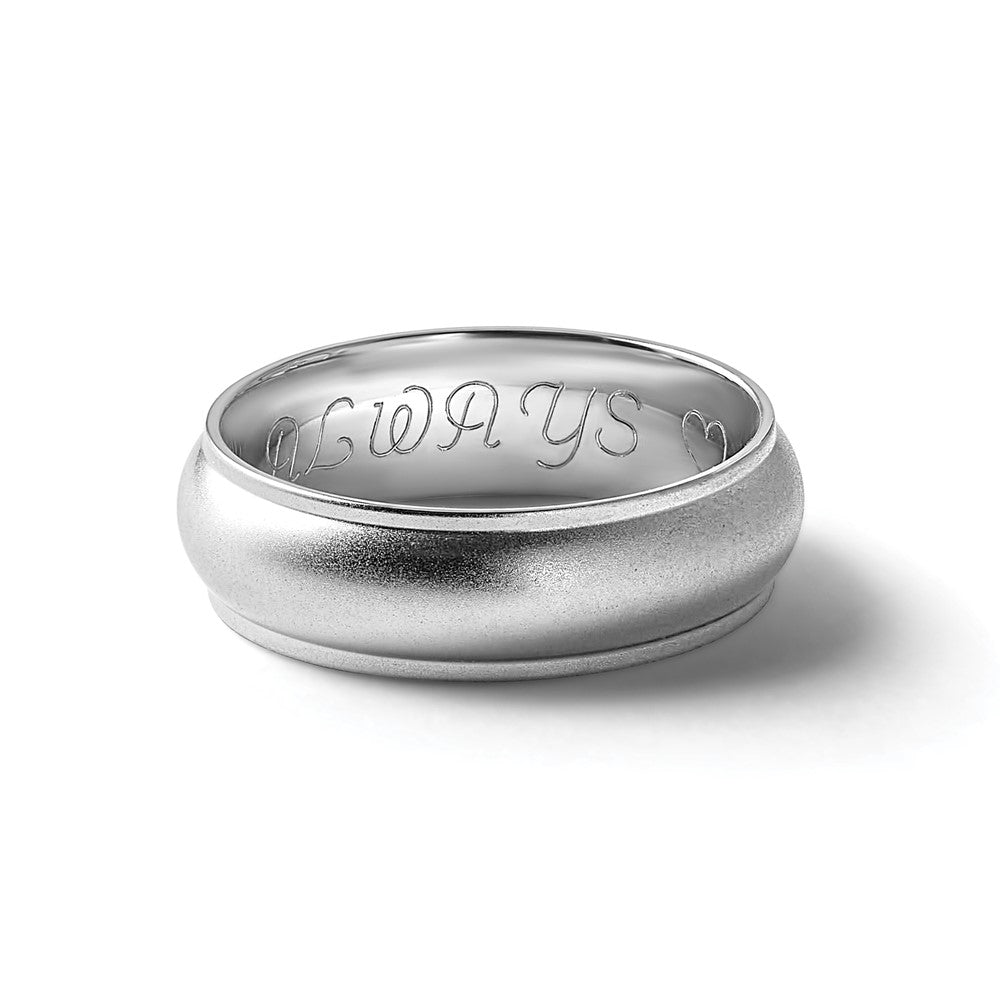 14k White Gold 6mm Half Round with Edge Wedding Band Ring