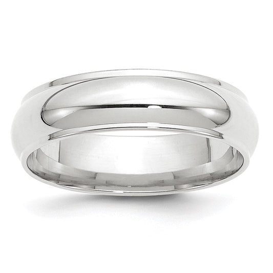 18k White Gold 6mm Half Round with Edge Wedding Band Ring