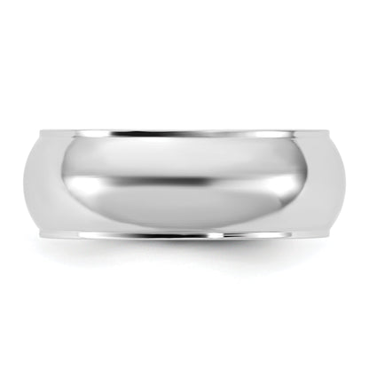 10K White Gold 10Kw 7mm Half Round With Edge Band Size 7