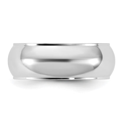 10K White Gold 10Kw 7mm Half Round With Edge Band Size 12.5