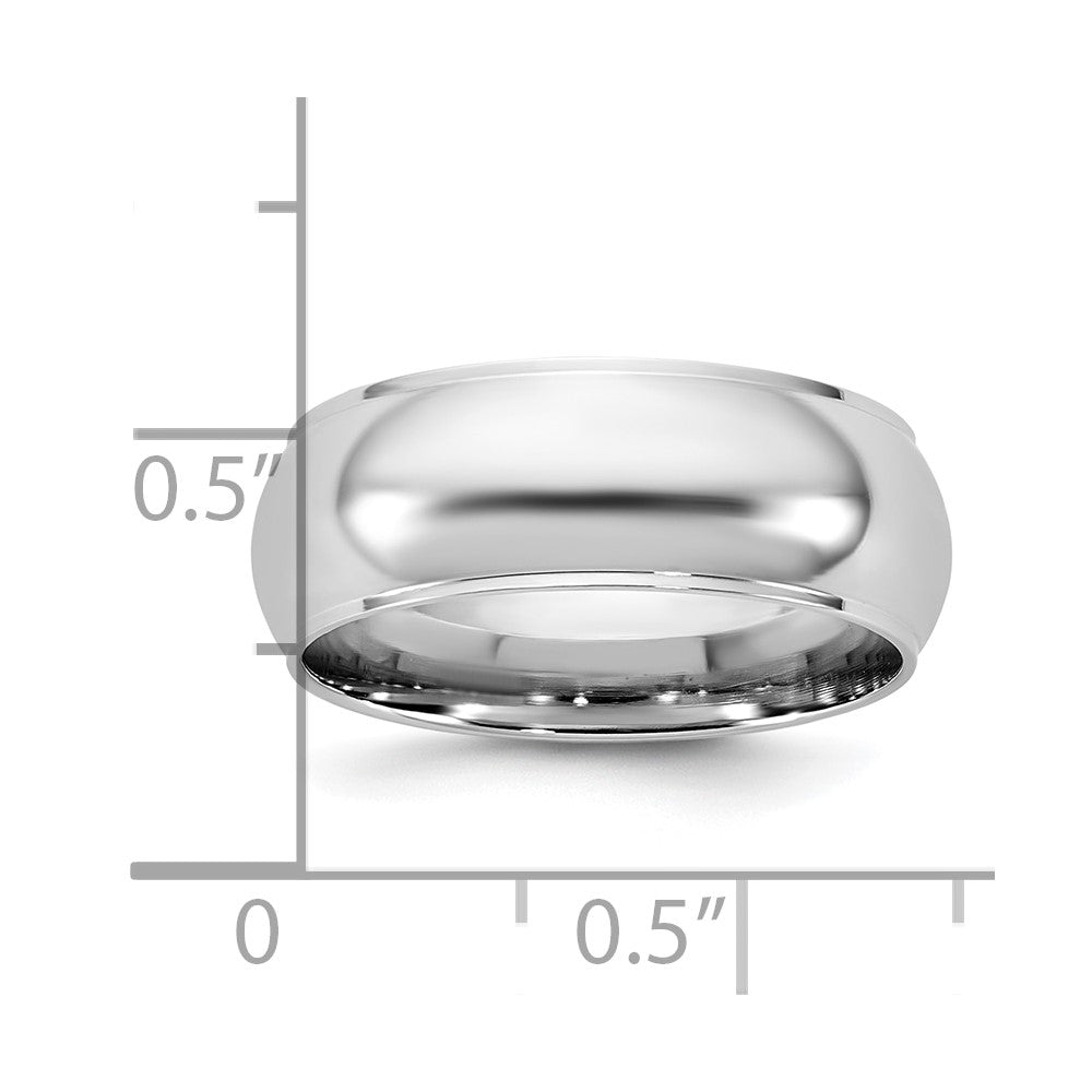 14K White Gold 7mm Half Round With Edge Band