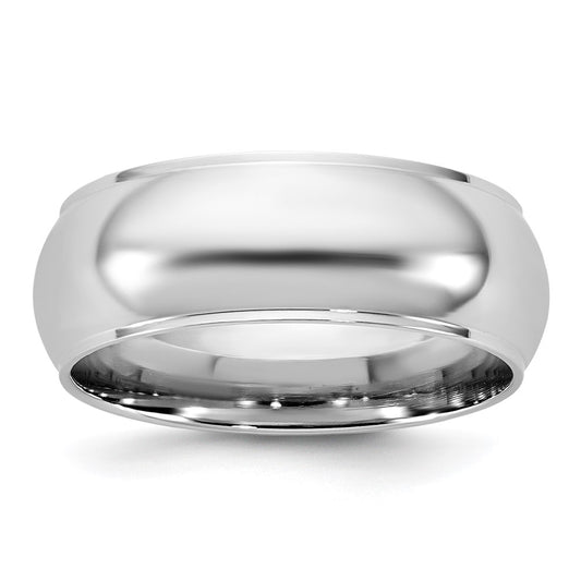 14K White Gold 7mm Half Round With Edge Band