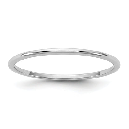 10K White Gold 10Kw 1mm Lightweight Half Round Band Size 5.5