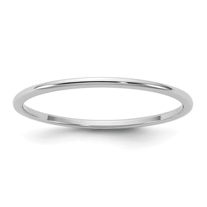 10K White Gold 10Kw 1mm Lightweight Half Round Band Size 9.5