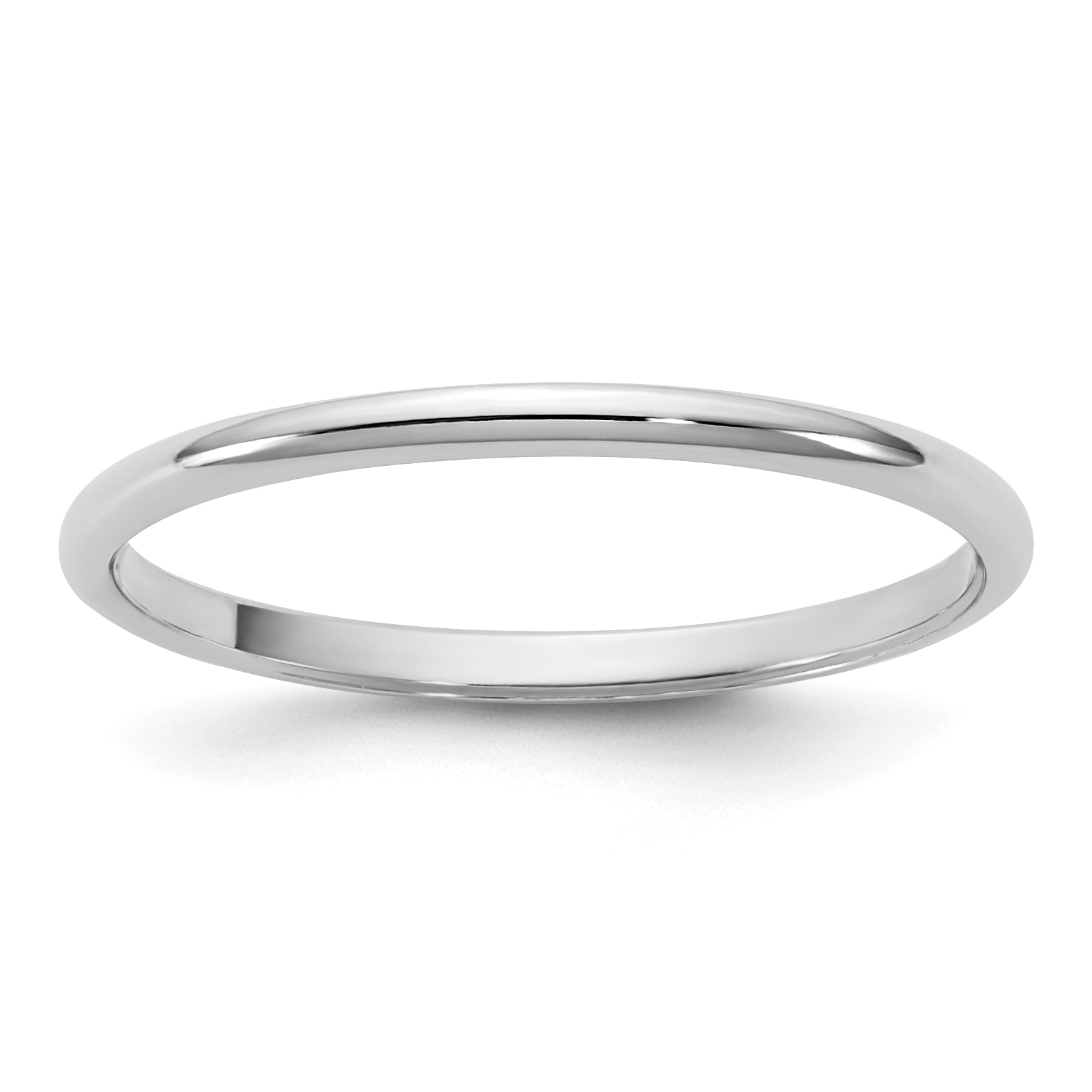 10K White Gold 10Kw 1.5mm Lightweight Half Round Band Size 10