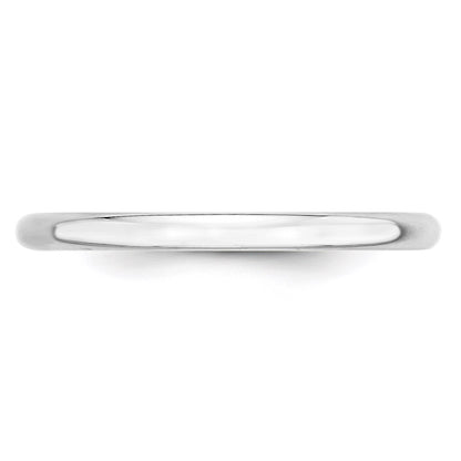 10K White Gold 2mm Lightweight Half Round Wedding Band Size 9