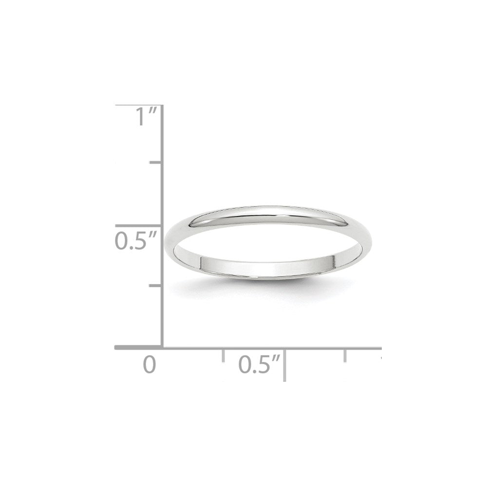 10K White Gold 2mm Lightweight Half Round Wedding Band Size 14