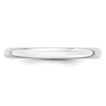 14K White Gold 2.5mm Lightweight Half Round Wedding Band Size 10.5