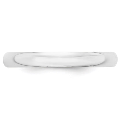 14K White Gold 3mm Lightweight Half Round Wedding Band Size 10.5