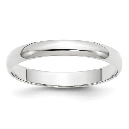18k White Gold 3mm Lightweight Half Round Wedding Band Ring