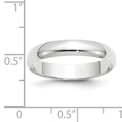 10K White Gold 4mm Lightweight Half Round Wedding Band Size 14