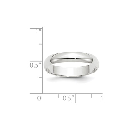 10K White Gold 4mm Lightweight Half Round Wedding Band Size 12