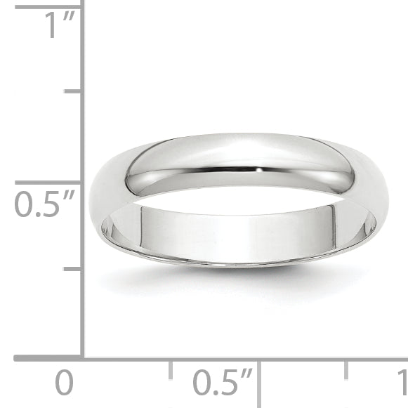 10K White Gold 4mm Lightweight Half Round Wedding Band Size 10.5