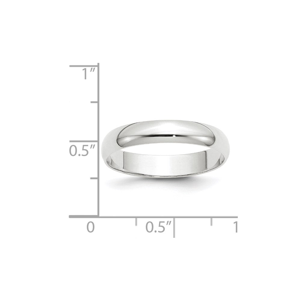 14k White Gold 4mm Lightweight Half Round Wedding Band Ring