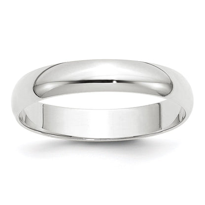 10K White Gold 4mm Lightweight Half Round Wedding Band Size 11