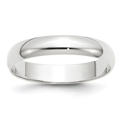 14k White Gold 4mm Lightweight Half Round Wedding Band Ring