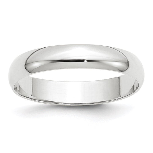 14k White Gold 4mm Lightweight Half Round Wedding Band Ring