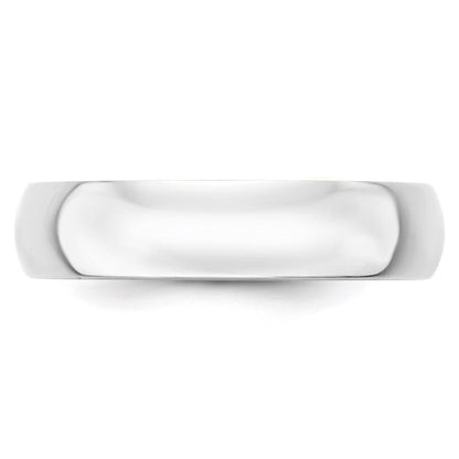 18k White Gold 5mm Lightweight Half Round Wedding Band Ring