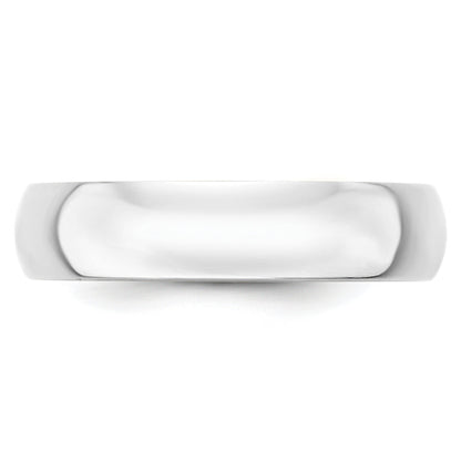 10K White Gold 5mm Lightweight Half Round Wedding Band Size 4.5