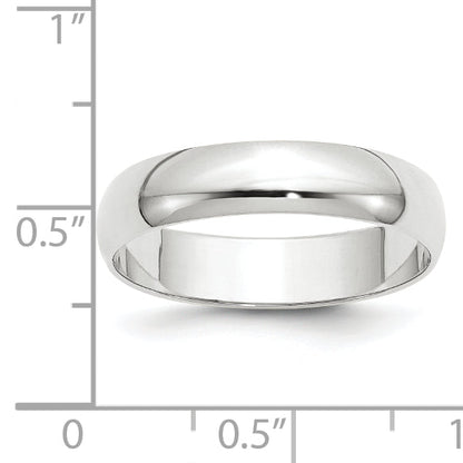 10K White Gold 5mm Lightweight Half Round Wedding Band Size 8