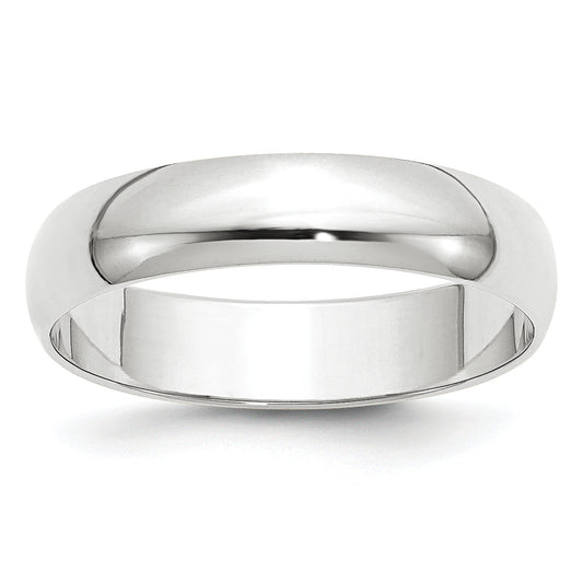 10K White Gold 5mm Lightweight Half Round Wedding Band Size 4