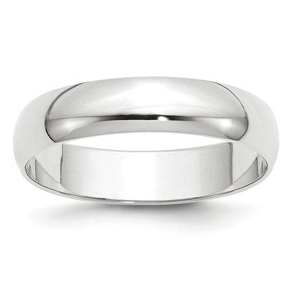 10K White Gold 5mm Lightweight Half Round Wedding Band Size 6