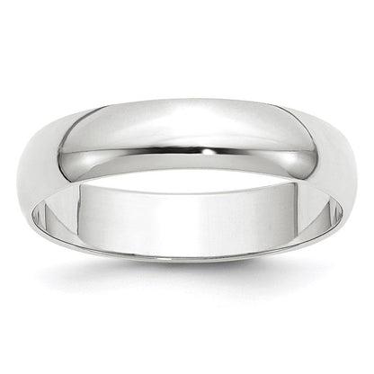 10k White Gold 5mm Lightweight Half Round Wedding Band Ring