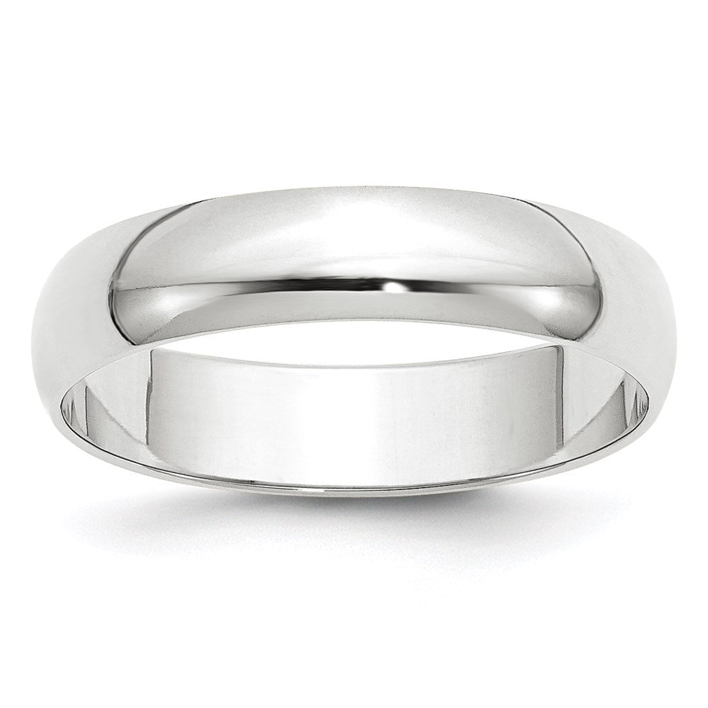 14k White Gold 5mm Lightweight Half Round Wedding Band Ring