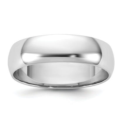 10K White Gold 10Kw 5.5mm Lightweight Half Round Band Size 13.5