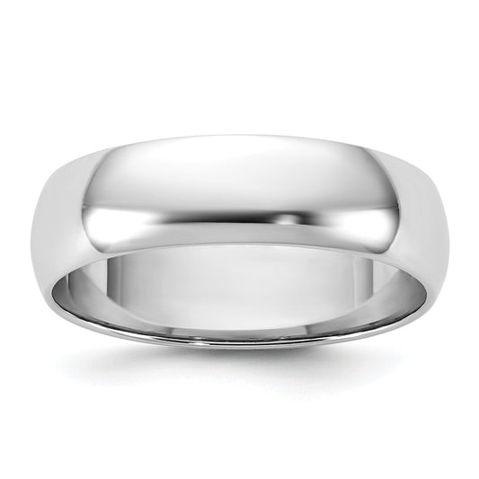 10K White Gold 10Kw 5.5mm Lightweight Half Round Band Size 8.5