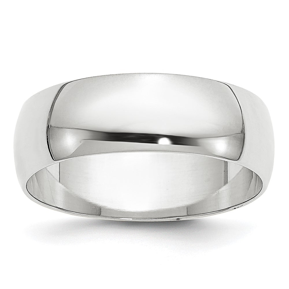 14K White Gold 6mm Lightweight Half Round Wedding Band Size 10.5