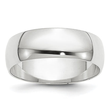 14K White Gold 6mm Lightweight Half Round Wedding Band Size 10.5