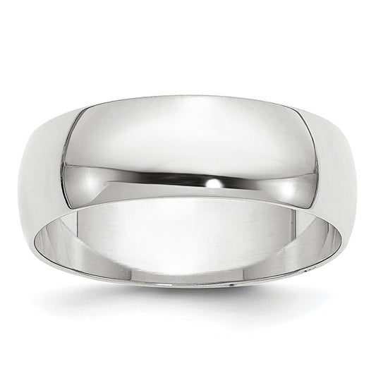 14k White Gold 6mm Lightweight Half Round Wedding Band Ring