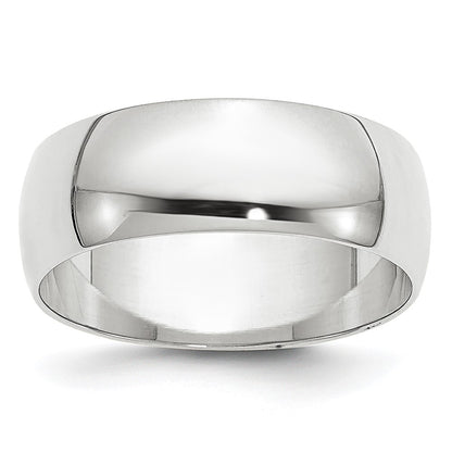 10K White Gold 10Kw 6.5mm Lightweight Half Round Band Size 4.5