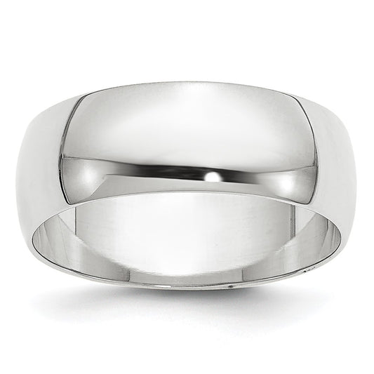 14K White Gold 6.5mm Lightweight Half Round Band
