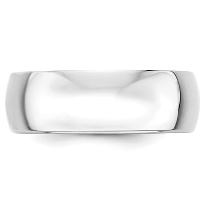 10K White Gold 7mm Lightweight Half Round Wedding Band Size 11.5