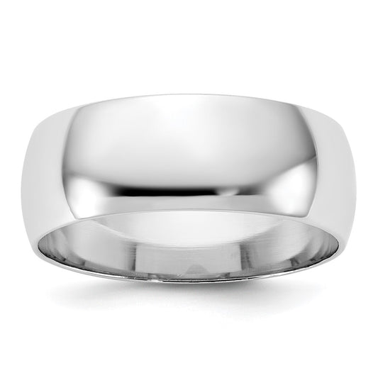 10K White Gold 7mm Lightweight Half Round Wedding Band Size 11.5