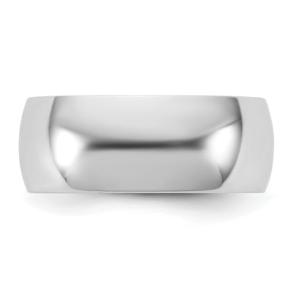 10K White Gold 10Kw 7.5mm Lightweight Half Round Band Size 4.5