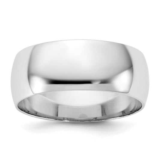 10K White Gold 10Kw 7.5mm Lightweight Half Round Band Size 6.5