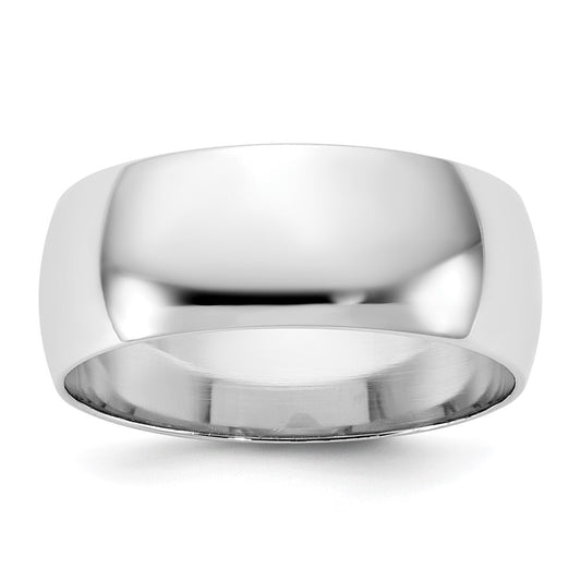 14K White Gold 7.5mm Lightweight Half Round Band
