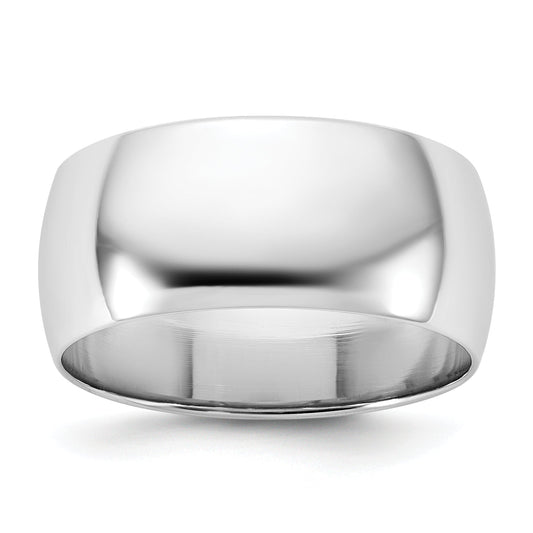10K White Gold 10Kw 8.5mm Lightweight Half Round Band Size 10.5